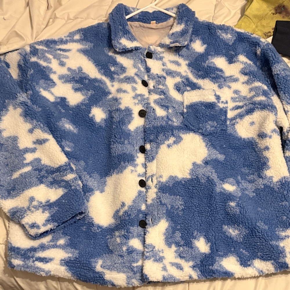 Blue and White Sherpa Jacket